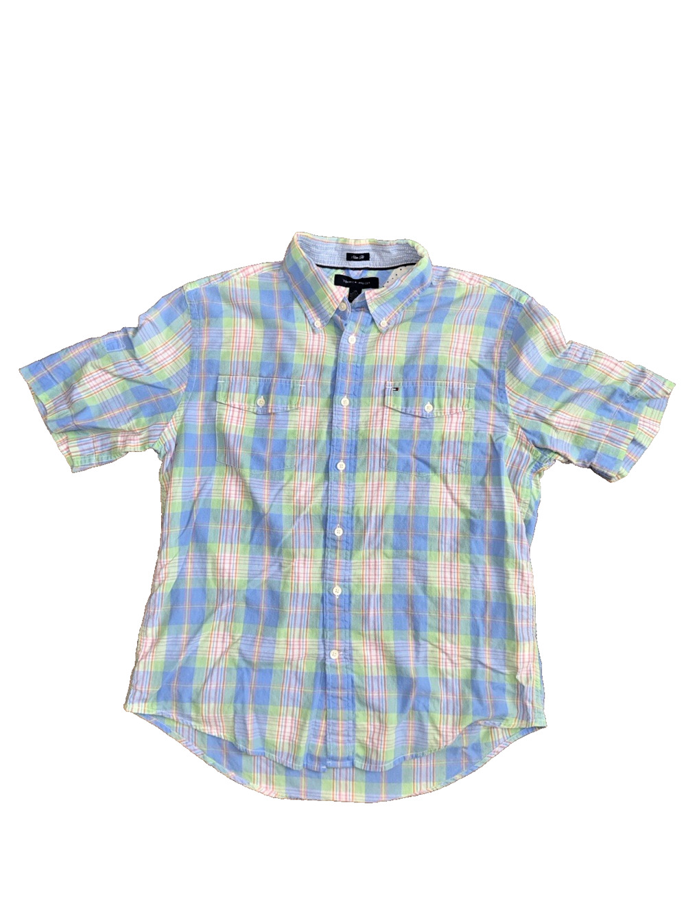Vintage Tommy Hilfiger short sleeve Button Down Shirt 90s Size L Y2K